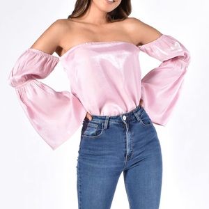 Pink satin top